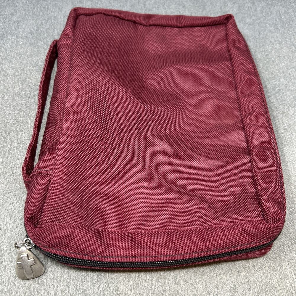 Vintage Bob Siemon Maroon Large Bible Cover Organizer Carrying Case Handle USA
